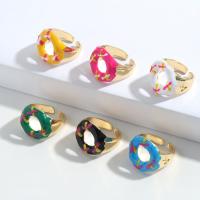Cink Alloy Finger Ring, Uštipak, modni nakit & za žene & emajl, zlato, Prodano By PC