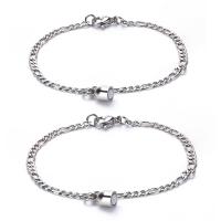 Couple Bracelet and Bangle Stainless Steel with 1.96inch extender chain with magnetic & for couple 4mm Length Approx 7 Inch Sold By Set