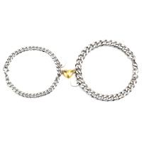 Couple Bracelet and Bangle Stainless Steel with Zinc Alloy Heart plated with magnetic & for couple Length Approx 7 Inch Approx 7.8 Inch Sold By Set