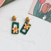 Resin Earring, with Brass, different styles for choice & for woman & hollow, green, 20x57mm, 10Pairs/Lot, Sold By Lot