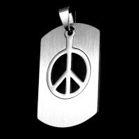 Rostfritt stål Smycken Hängen, ROSTFRITT STÅL, Peace Logo, ursprungliga färgen, 38x25x1mm, Säljs av PC