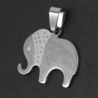 Нержавеющая сталь животных Подвески, нержавеющая сталь, Слон, оригинальный цвет, 21x25x1mm, продается PC