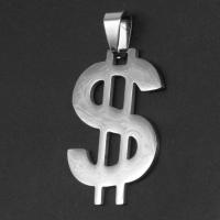 Stainless Steel Pendants, Dollar Sign, original color, 33x23x1mm, Sold By PC