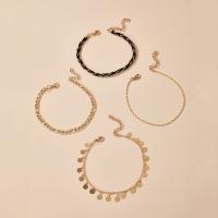 Zinc Alloy Anklet plated 4 pieces & multilayer & Unisex golden Length 22 cm Sold By PC