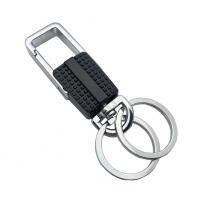 Tibetan Style Key Clasp, with Silicone, Unisex, black, 94x22mm, Sold By PC