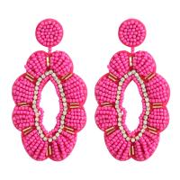 Earring Jewelry, Seedbead, with Cloth, fashion jewelry & for woman & with rhinestone, more colors for choice, Sold By Pair