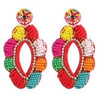 Earring Jewelry Seedbead with Cloth handmade fashion jewelry & for woman & with rhinestone Sold By Pair
