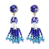 Earring Jewelry, Tibetan Style, with Seedbead, fashion jewelry & for woman, more colors for choice, Sold By Pair