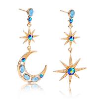 Asymmetric Earrings Brass fashion jewelry & for woman & with rhinestone blue nickel lead & cadmium free Sold By Pair