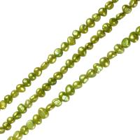 Barock kultivierten Süßwassersee Perlen, Natürliche kultivierte Süßwasserperlen, grün, 6-7mm, Bohrung:ca. 0.8mm, verkauft per 14.5 ZollInch Strang
