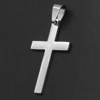 Нержавеющая сталь крест подвески, нержавеющая сталь, Kресты, оригинальный цвет, 37x22x1mm, продается PC