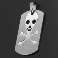 Stainless Steel Skull Pendants, Halloween Jewelry Gift, original color, 40x25x1mm, Sold By PC
