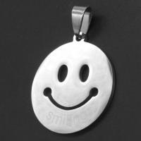 Stainless Steel Pendants, Smiling Face, original color, 31x28x1mm, Sold By PC