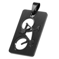 Stainless Steel Pendants, Rectangle, black, 35x20x1mm, Sold By PC
