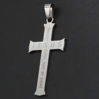 Stainless Steel Cross Pendants, original color, 50x26x1mm, Sold By PC