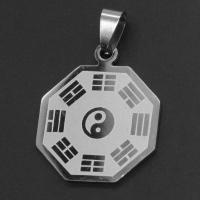 Stainless Steel Pendants Polygon ying yang & DIY original color Sold By PC