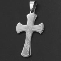 Stainless Steel Cross Pendants, original color, 40x24x1mm, Sold By PC