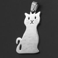 Stainless Steel Animal Pendants, Cat, original color, 39x24x1mm, Sold By PC