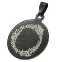 Stainless Steel Pendants, Round, black, 36x30x1mm, Sold By PC
