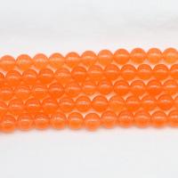 Orange Chalcedony Beads Round polished Natural & DIY reddish orange Sold Per 14.96 Inch Strand
