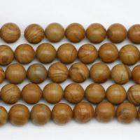Holzmaserung Stein Perlen, Grain Stein, rund, poliert, Natürliche & DIY & verschiedene Größen vorhanden, originale Farbe, verkauft per 14.96 ZollInch Strang