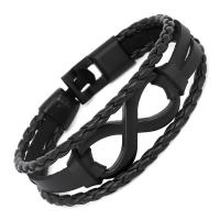 PU Leather Cord Bracelets gun black plated braided bracelet & Unisex black Length Approx 8.07 Inch Sold By PC