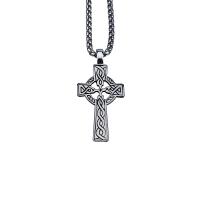 Stainless Steel Cross Pendants, platinum color plated, hollow, 22x45mm, Sold By PC