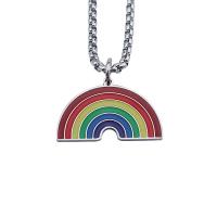 Stainless Steel Pendants, Rainbow, plated, enamel, 30x20mm, Sold By PC