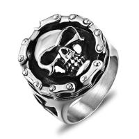 Titantium Steel finger ring, Titan Stål, Skull, polerad, olika storlek för val & svärta, Säljs av PC