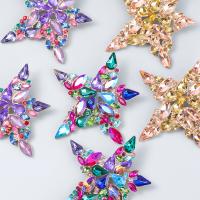 Rhinestone Earring, Tibetan Style, Star, fashion jewelry & for woman & with rhinestone, more colors for choice, nickel, lead & cadmium free, 65x76mm, Sold By Pair