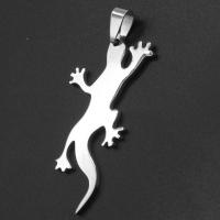 Edelstahl Tieranhänger, Gecko, originale Farbe, 50x25x1mm, verkauft von PC