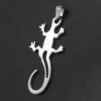 Edelstahl Tieranhänger, Gecko, originale Farbe, 55x29x1mm, verkauft von PC