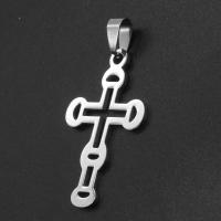 Нержавеющая сталь крест подвески, нержавеющая сталь, Kресты, оригинальный цвет, 40x24x1mm, продается PC