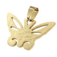 Stainless Steel Pendants, Butterfly, golden, 23x36x1mm, Sold By PC