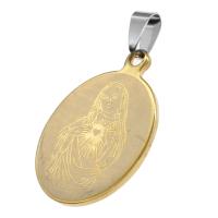 Stainless Steel Pendants Oval golden Sold By PC