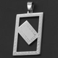 Stainless Steel Pendants, Rectangle, original color, 36x24x1mm, Sold By PC