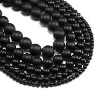 Fashion Glass Beads, Glass Stone, polished, Natural & DIY & different size for choice & frosted, black, Sold Per 14.96 Inch Strand