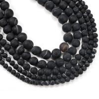 Natürliche schwarze Achat Perlen, Schwarzer Achat, poliert, DIY & verschiedene Größen vorhanden & satiniert, verkauft per 14.96 ZollInch Strang