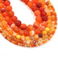 Natürliche Streifen Achat Perlen, poliert, DIY & verschiedene Größen vorhanden & stumpfmatt, orange, verkauft per 14.96 ZollInch Strang