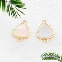 Brass Jewelry Connector with White Shell Teardrop real gold plated 1/1 loop white nickel lead & cadmium free Sold By PC
