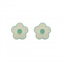 Tibetan Style Stud Earring, Flower, for woman & enamel, white, 22x22mm, 10Pairs/Lot, Sold By Lot