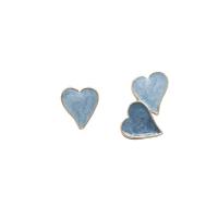 Boucles d'oreilles asymétriques, alliage de zinc, coeur, pour femme & émail, bleu, 10x19mm, 10pairescouple/lot, Vendu par lot