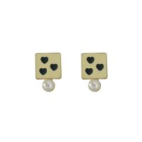 Zinc Alloy Stud Earring gold color plated for woman & enamel Sold By Lot