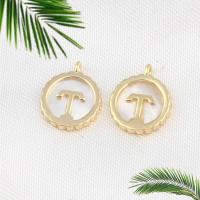 Brass Jewelry Pendants with Shell Round golden Sold By PC