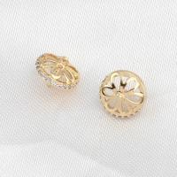 Brass Peg Bail Round micro pave cubic zirconia golden Sold By PC