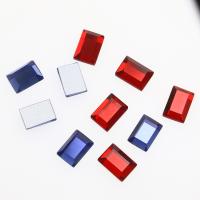 Crystal Cabochons Rectangle plated & faceted multi-colored Sold By PC