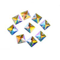 Crystal flat back cabochon,  Square, plated, different size for choice & faceted & 1/1 loop, more colors for choice, Sold By PC