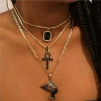 Mode-Multi-Layer-Halskette, Zinklegierung, plattiert, mehrschichtig & für Frau & mit kubischem Zirkonia, goldfarben, verkauft von PC