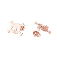Stainless Steel Stud Earrings, Skull, plated, fashion jewelry & for woman, more colors for choice, Sold By Pair