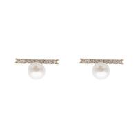 Zinc Alloy Stud Earring gold color plated for woman & with rhinestone golden Sold By Pair